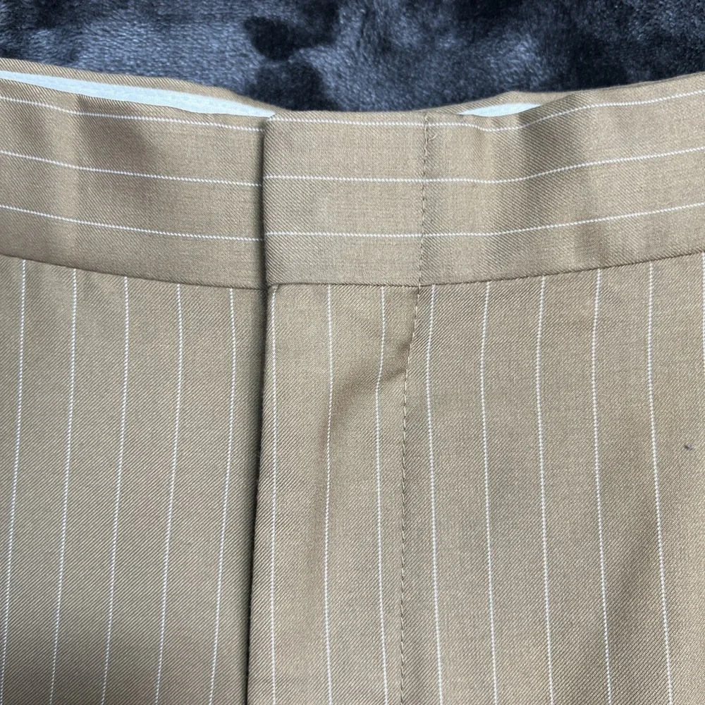 VincI Men's Suit 48R, 40Sx30 Tan Pinstripe 2Pc Wedding Business Jacket Pants‎